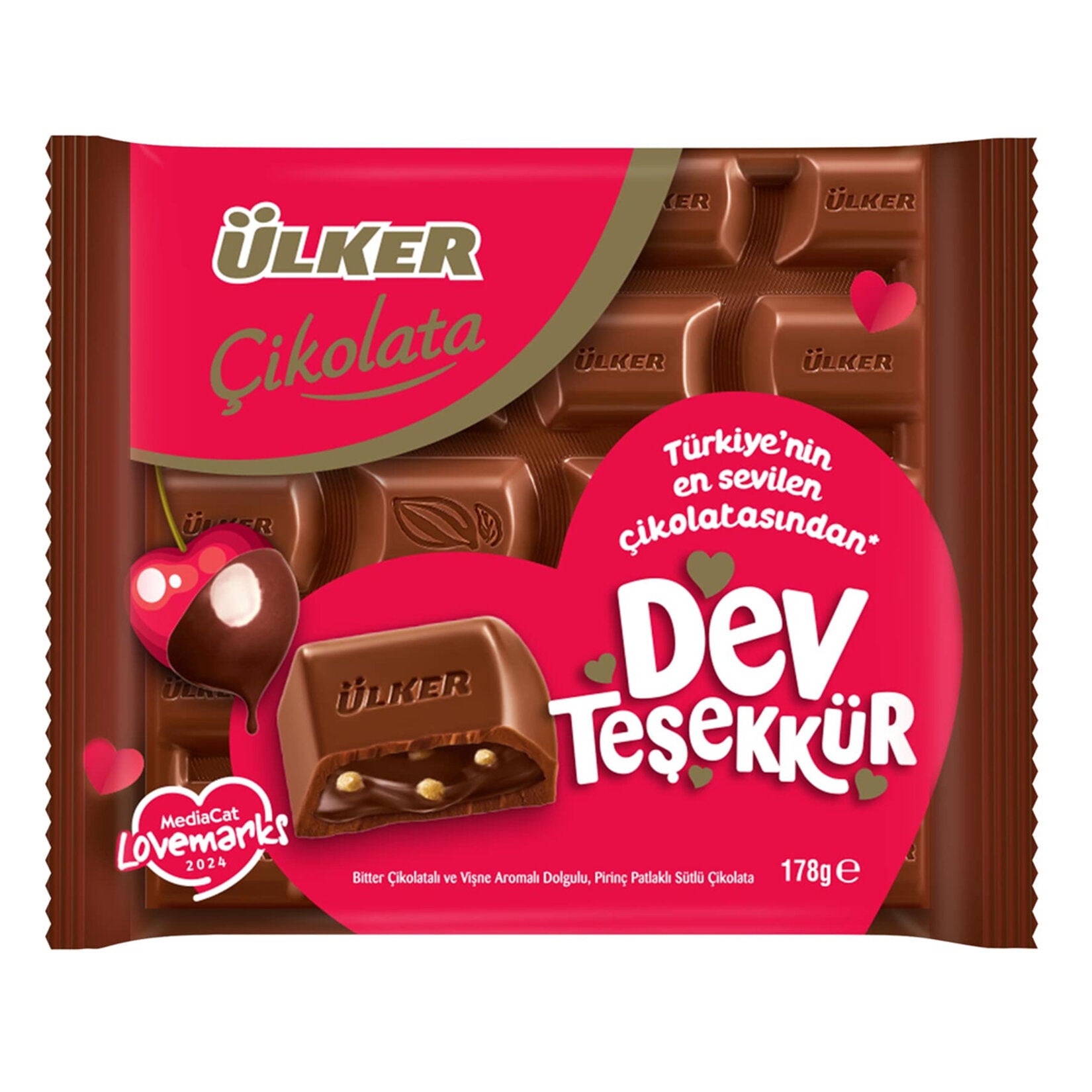 Ulker Filled Chocolate is a delightful treat combining smooth milk chocolate with a rich, nutty filling and crisped rice for a satisfying crunch.