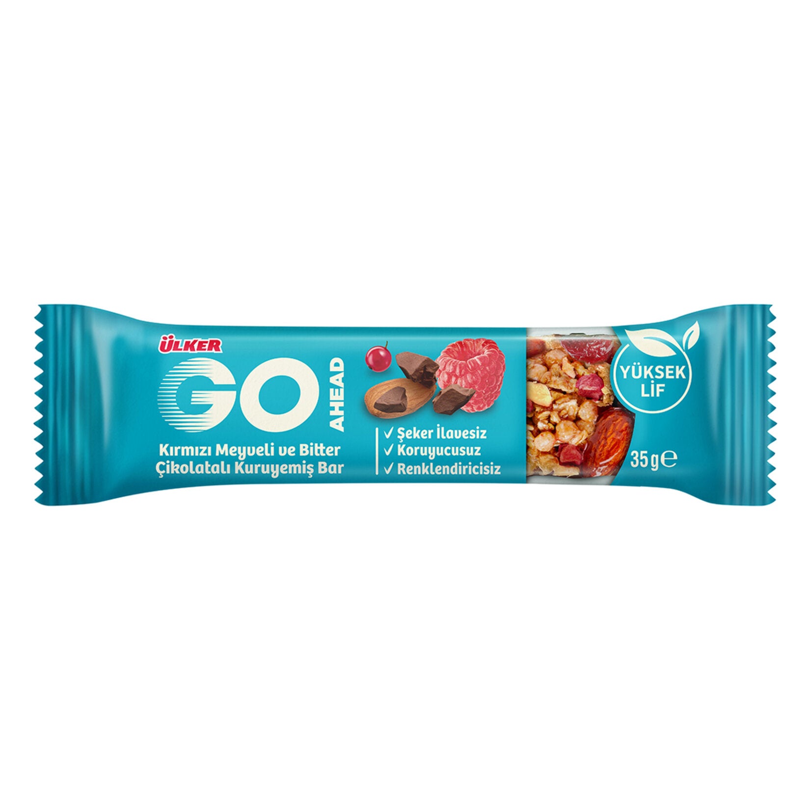 Ulker Go Ahead Red Fruit Nut Bar is a delicious and wholesome snack packed with crunchy almonds, pea
