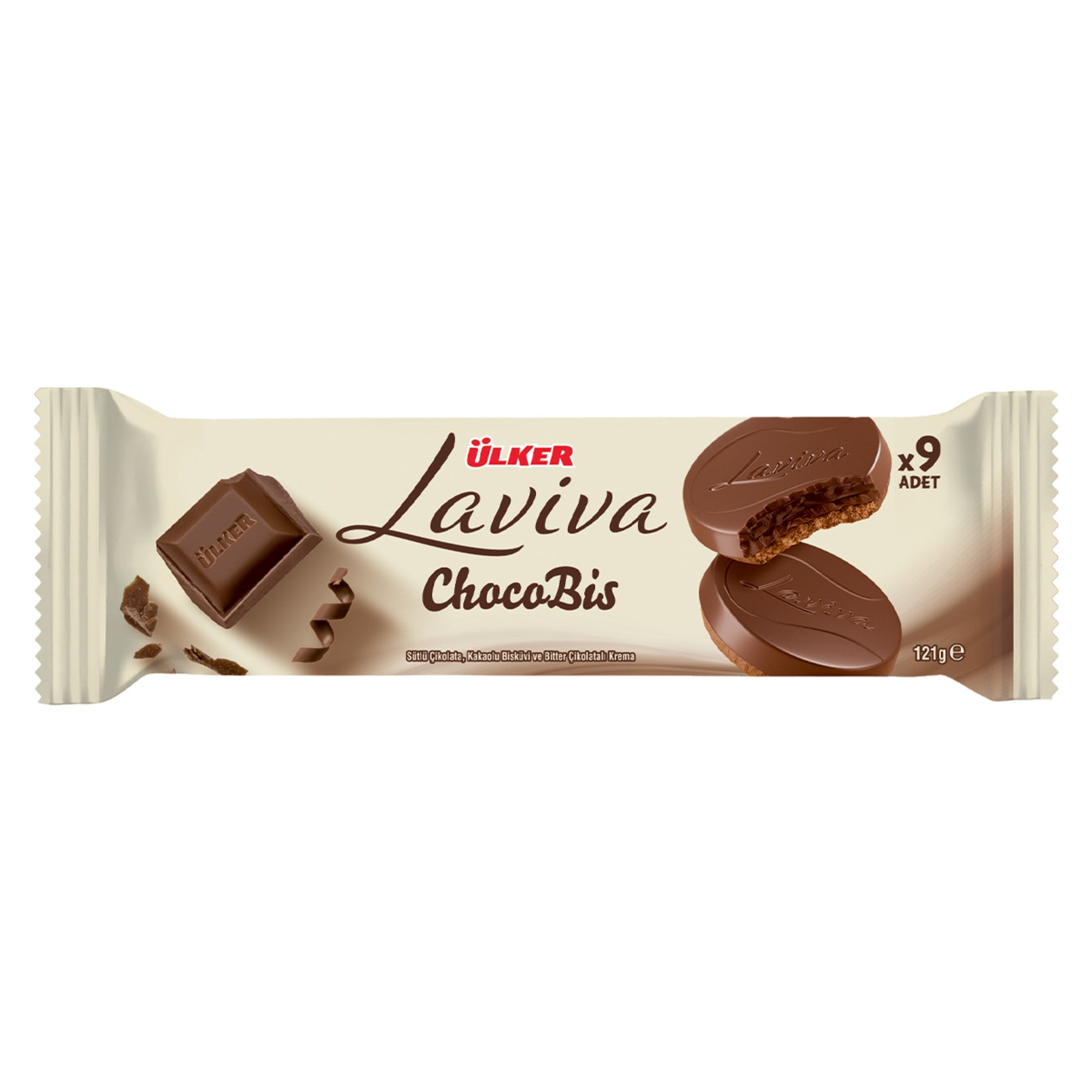 Ulker Laviva Chocobis brings together crispy biscuit layers and a rich cocoa coating for a satisfying chocolate snack experience.