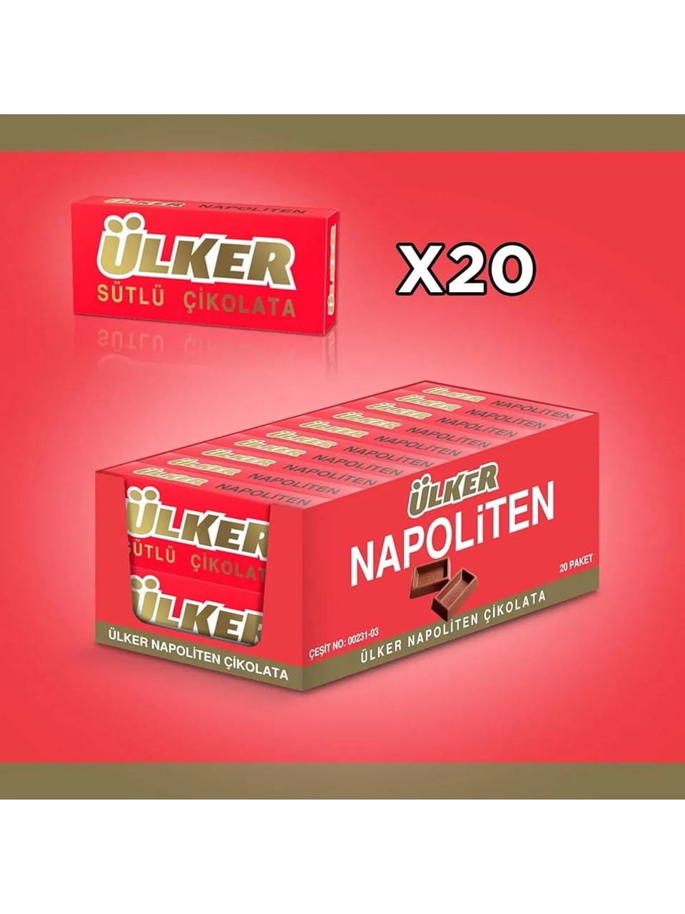 Ulker Napoliten Turkish classic chocolate- Pack of 20 single use chocolate packages