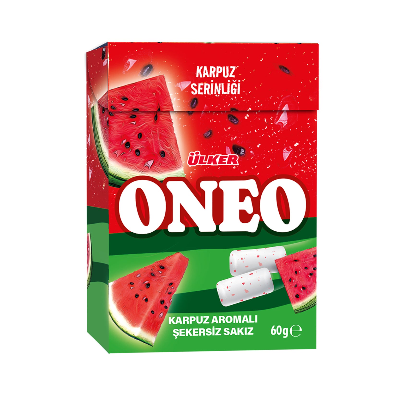 Experience a burst of fruity freshness with Ulker Oneo Watermelon Dragee Gum.