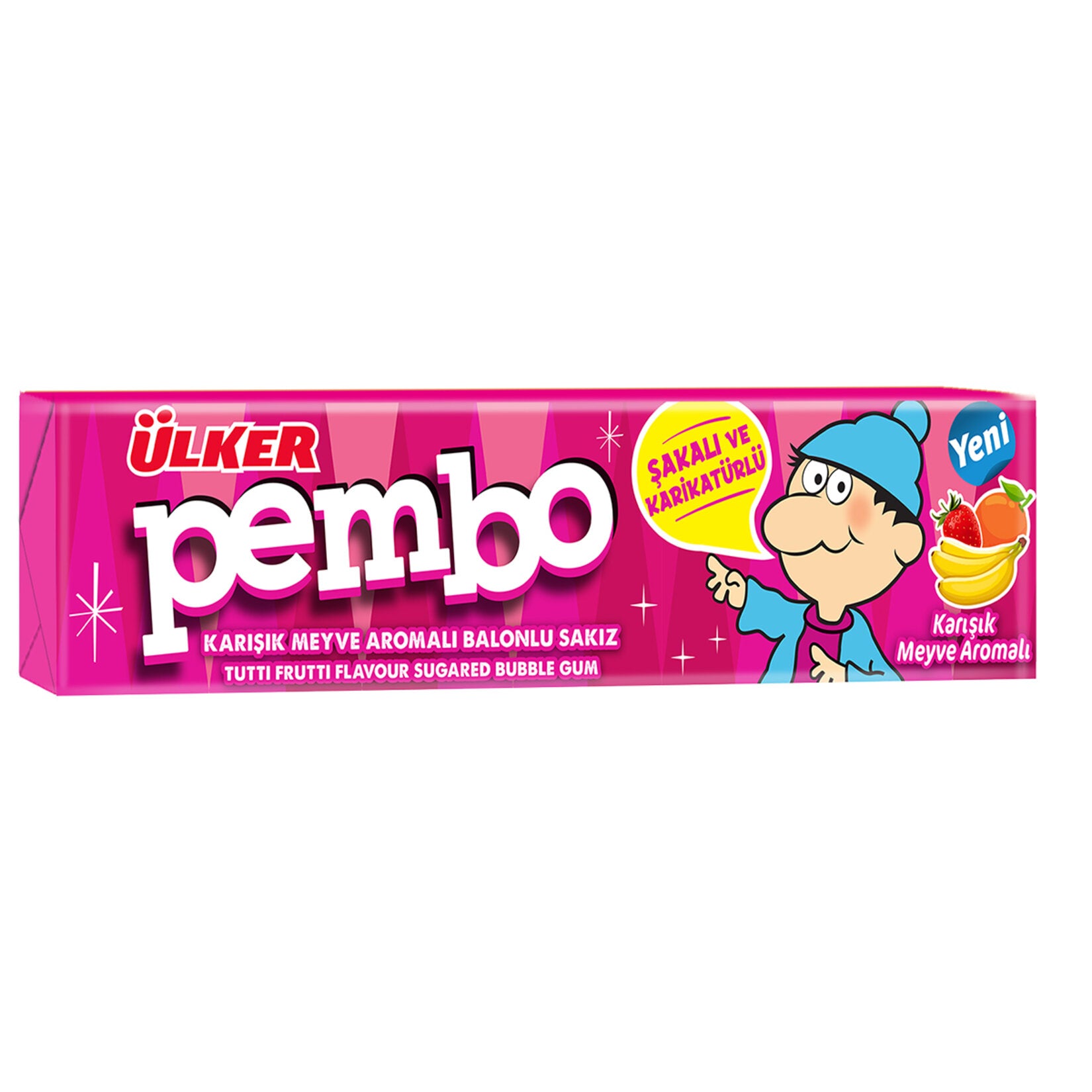 Enjoy a burst of fruity fun with Ulker Pembo Mixed Fruit Bubble Gum — a nostalgic favorite straight from Türkiye.