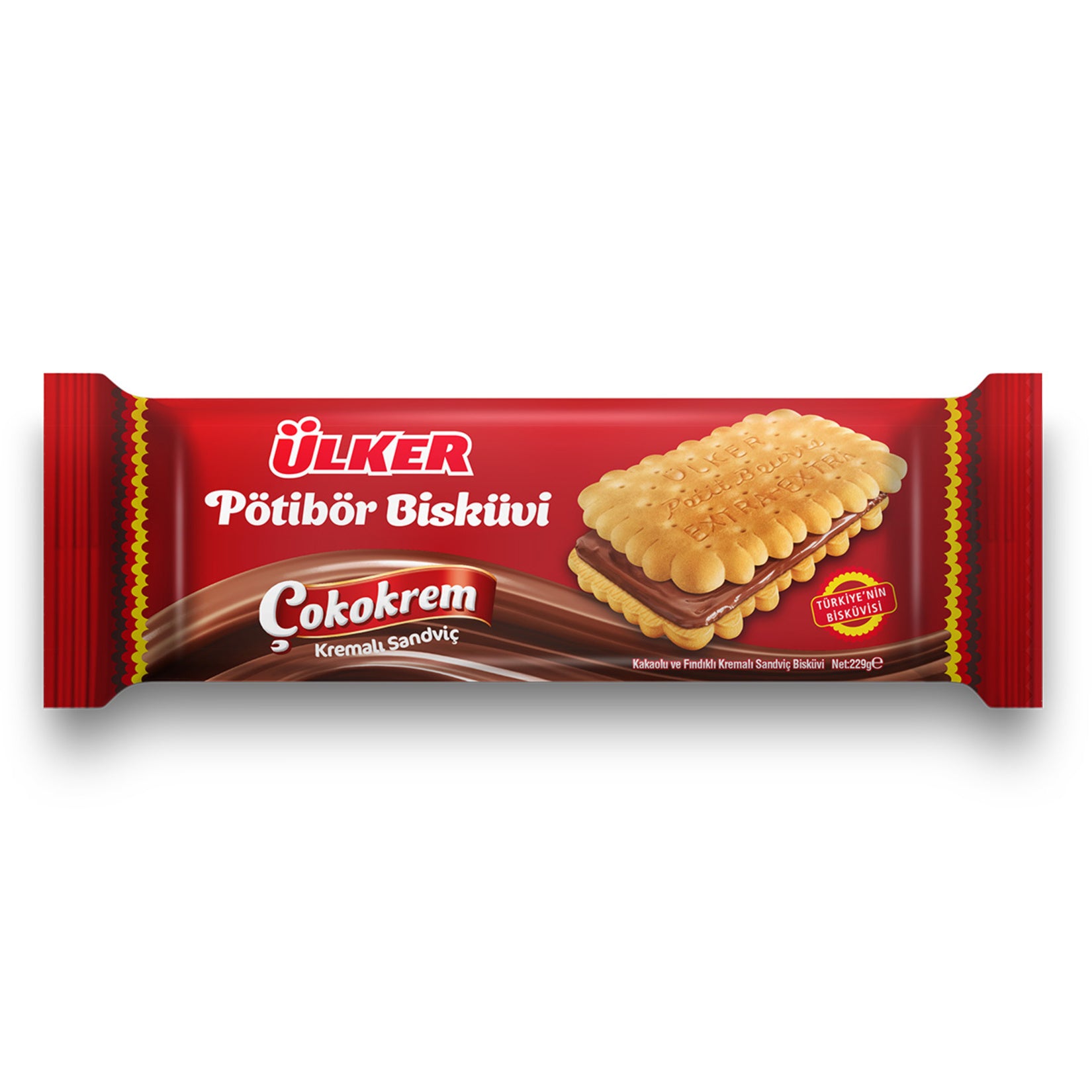 Ulker Potibor Cokokrem Cream Sandwich Biscuits bring together the classic crunch of Potibor biscuits with a smooth cocoa-hazelnut cream filling.
