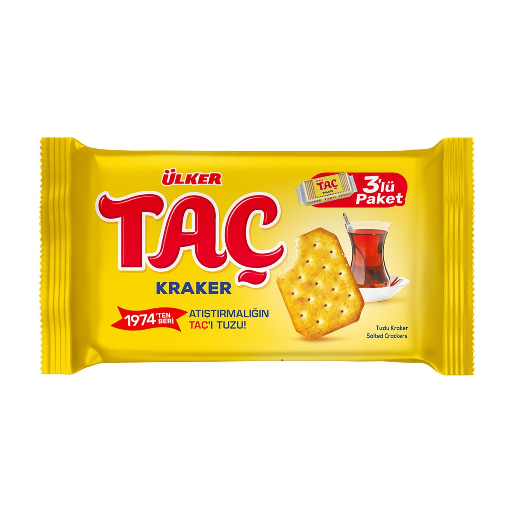 Ülker Taç Salted Cracker 3-Pack 228g front packaging