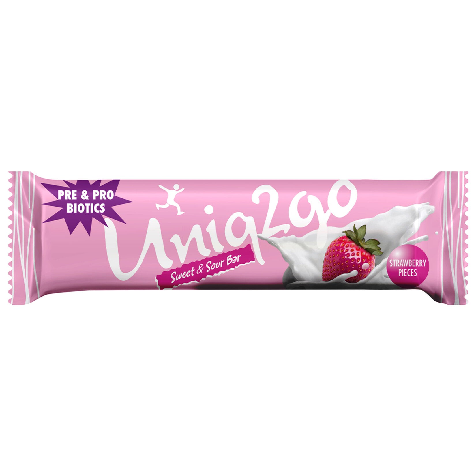 Discover the perfect balance of flavor and function with the Uniq2go Sweet & Sour Strawberry Pre-Probiotic Bar.