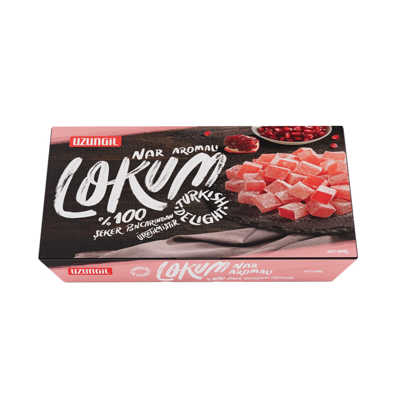Experience the delightful taste of Uzungil Pomegranate Flavored Turkish Delight, a classic treat crafted with care in Türkiye.
