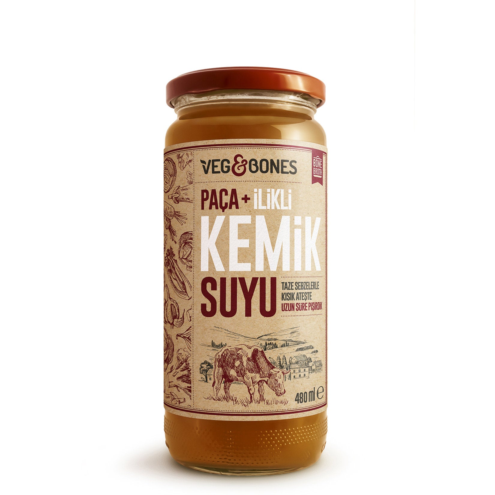 Veg & Bones Paca + Bone Marrow Broth is a nutrient-rich, slow-cooked broth made with 95% bone marrow and paca stock, blended with fresh vegetables and aromatic herbs.