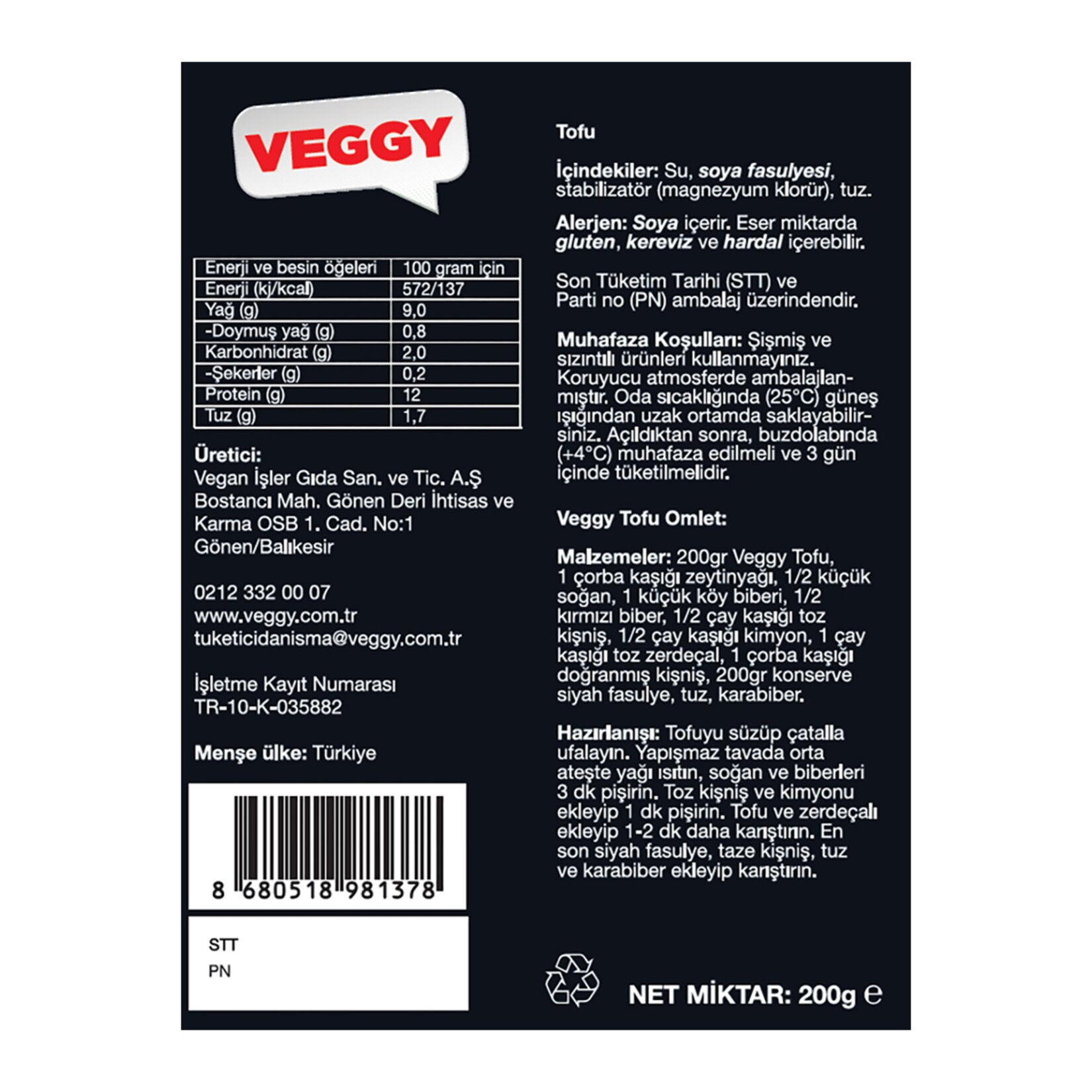 Veggy Tofu is a versatile plant-based protein made from carefully selected soybeans.