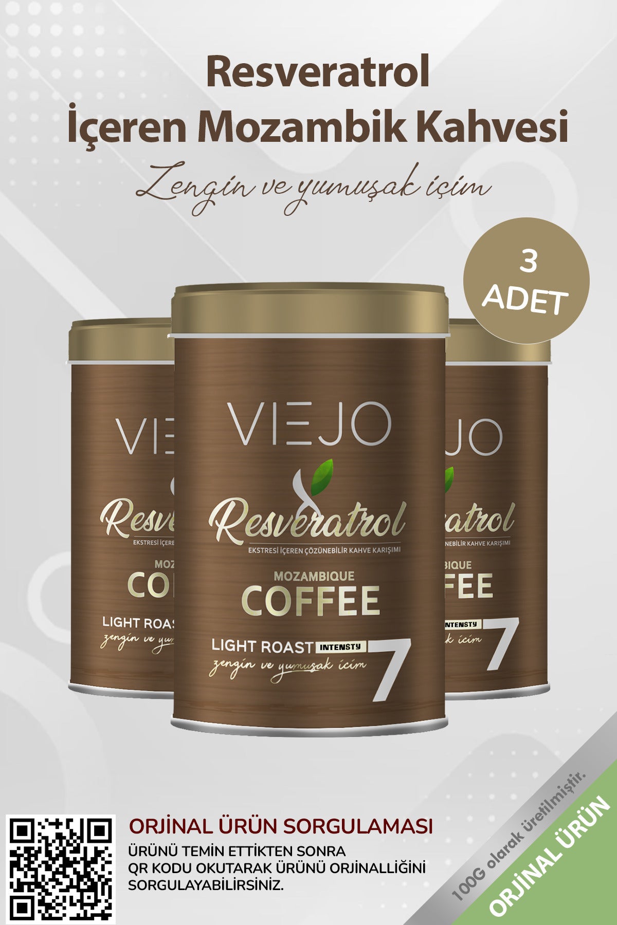 Experience the rich character of Viejo Resveratrol Mozambik Coffee, now available in a convenient 3-pack for daily enjoyment.