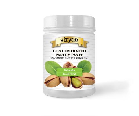 Vizyon Konsantre Pastacilik Karisimi Antep Fistikli is a professional-grade pistachio concentrate developed to add a rich and intense Antep pistachio flavor to cakes, desserts, and pastry creations.