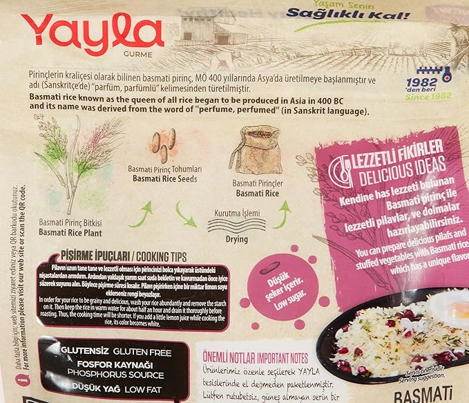Yayla Gourmet Basmati Rice 17.6 oz (Yayla Basmati Pirinç 500 G)