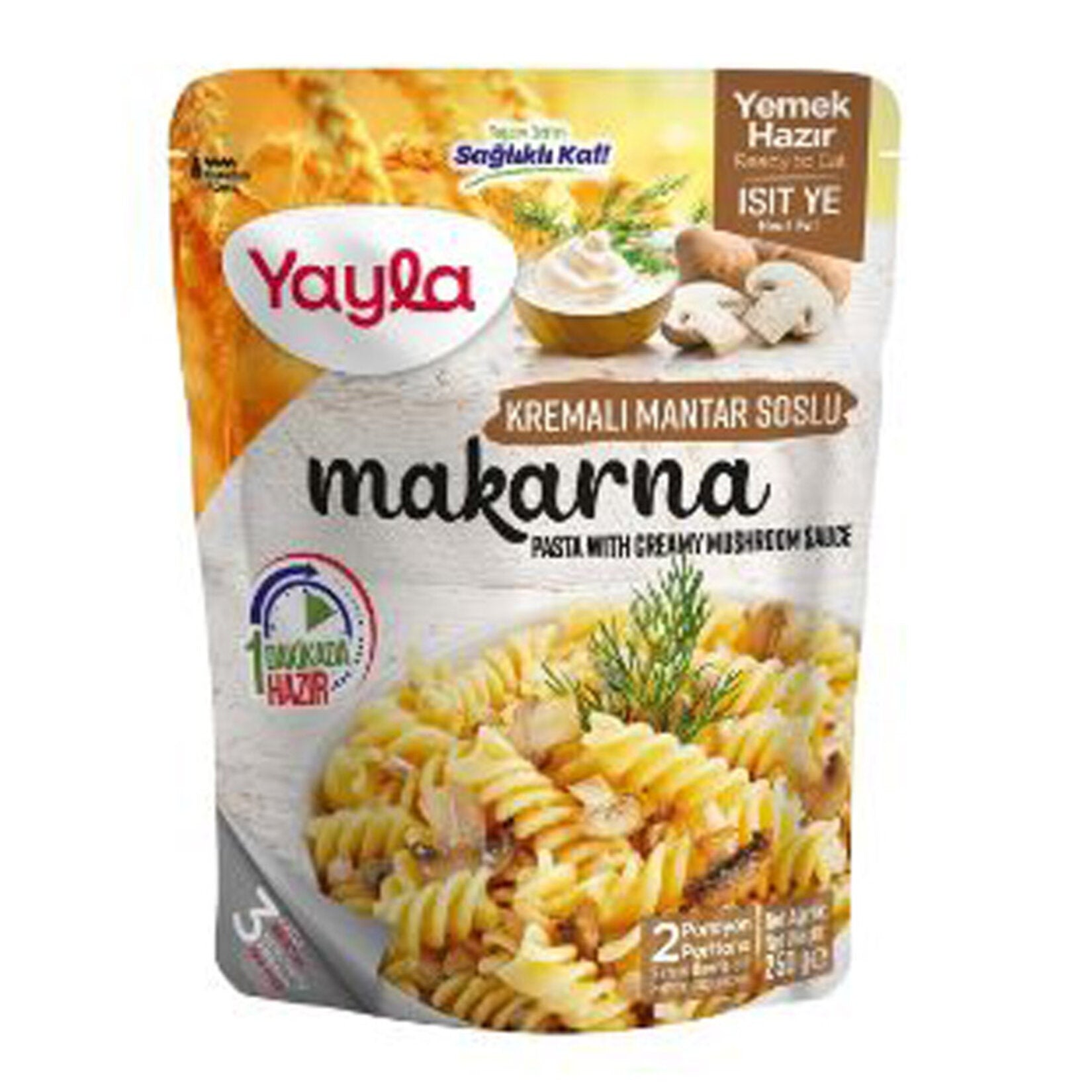 Yayla Creamy Mushroom Sauce Pasta brings together tender pasta and a rich, savory mushroom cream sauce for a comforting Turkish-style ready meal.