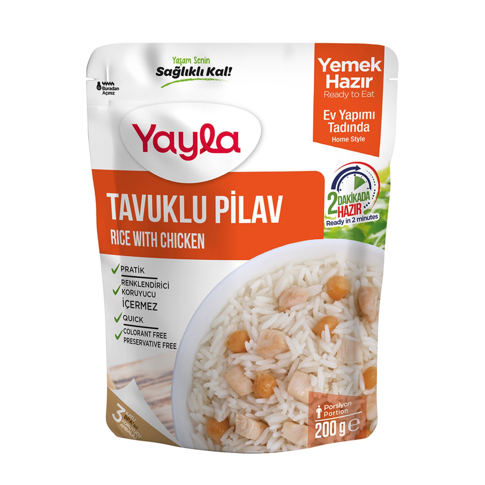 Yayla Tavuklu Pilav brings the comforting taste of traditional Turkish chicken rice to your table in a convenient ready-to-heat format.