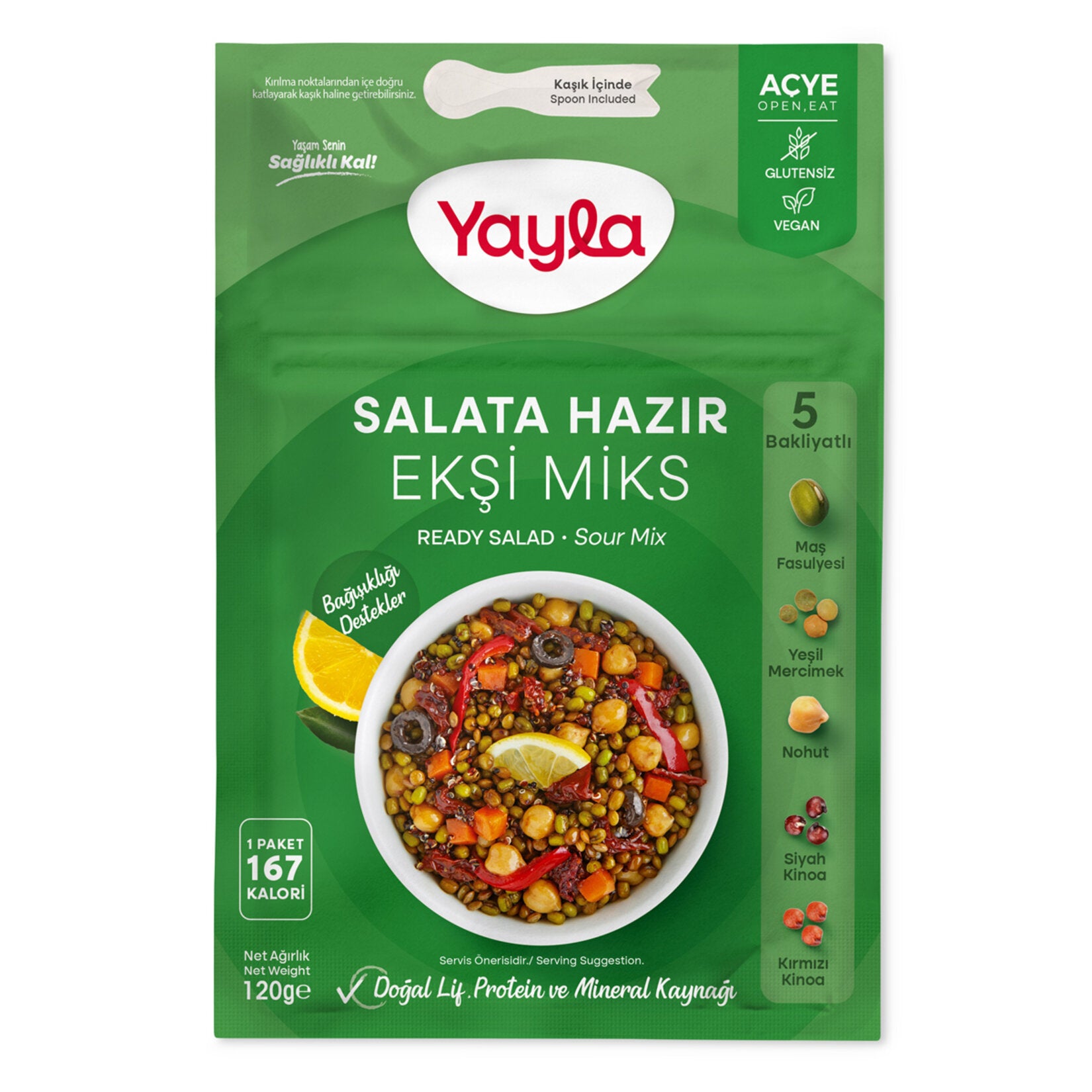 Yayla Salad Ready Sour Mix is a vibrant Mediterranean-style meze made with wholesome legumes, quinoa, vegetables, and a tangy blend of lemon juice and pomegranate molasses.