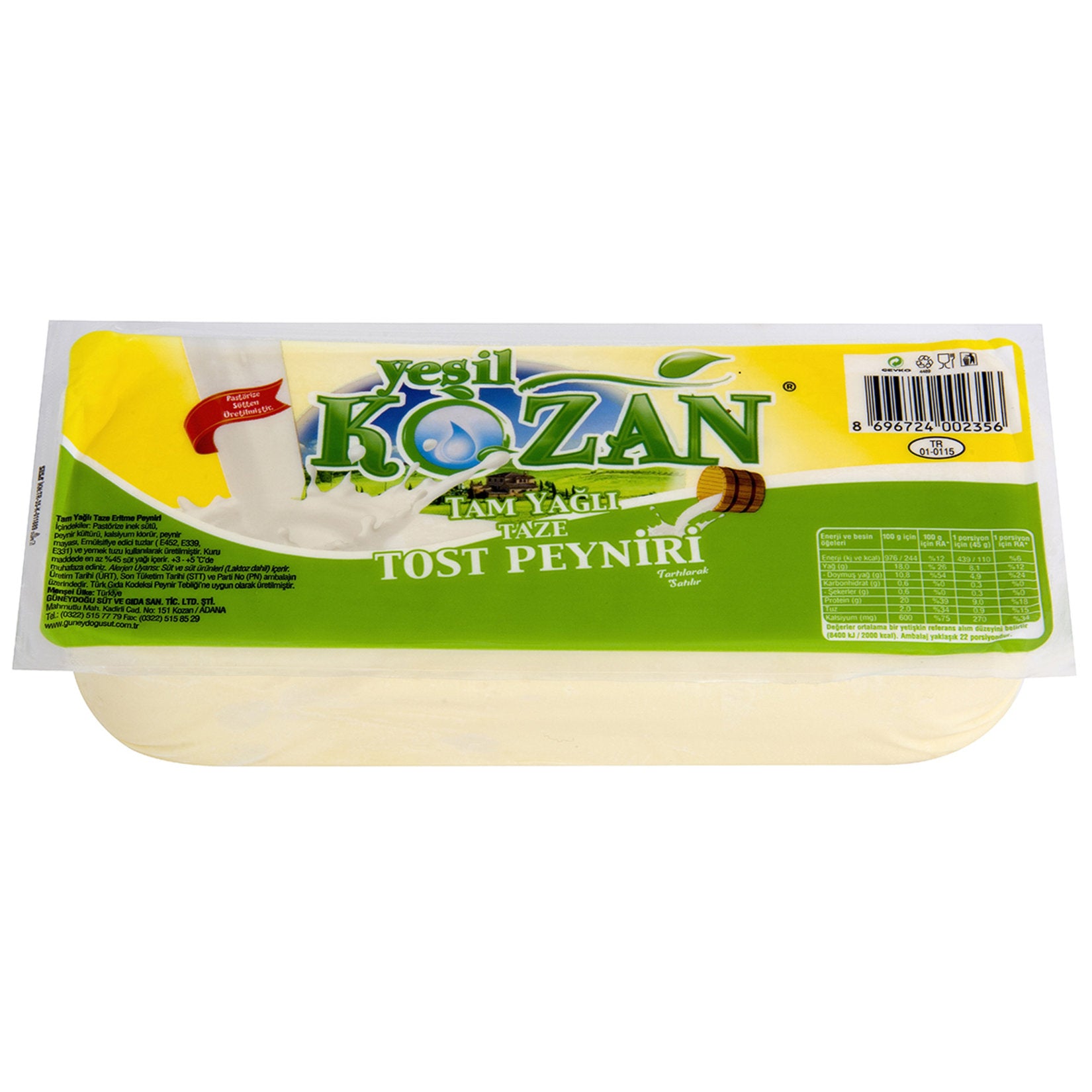 Yesil Kozan Full Fat Fresh Melting Cheese brings the rich, creamy taste of traditional Turkish taze kasar cheese straight to your kitchen.