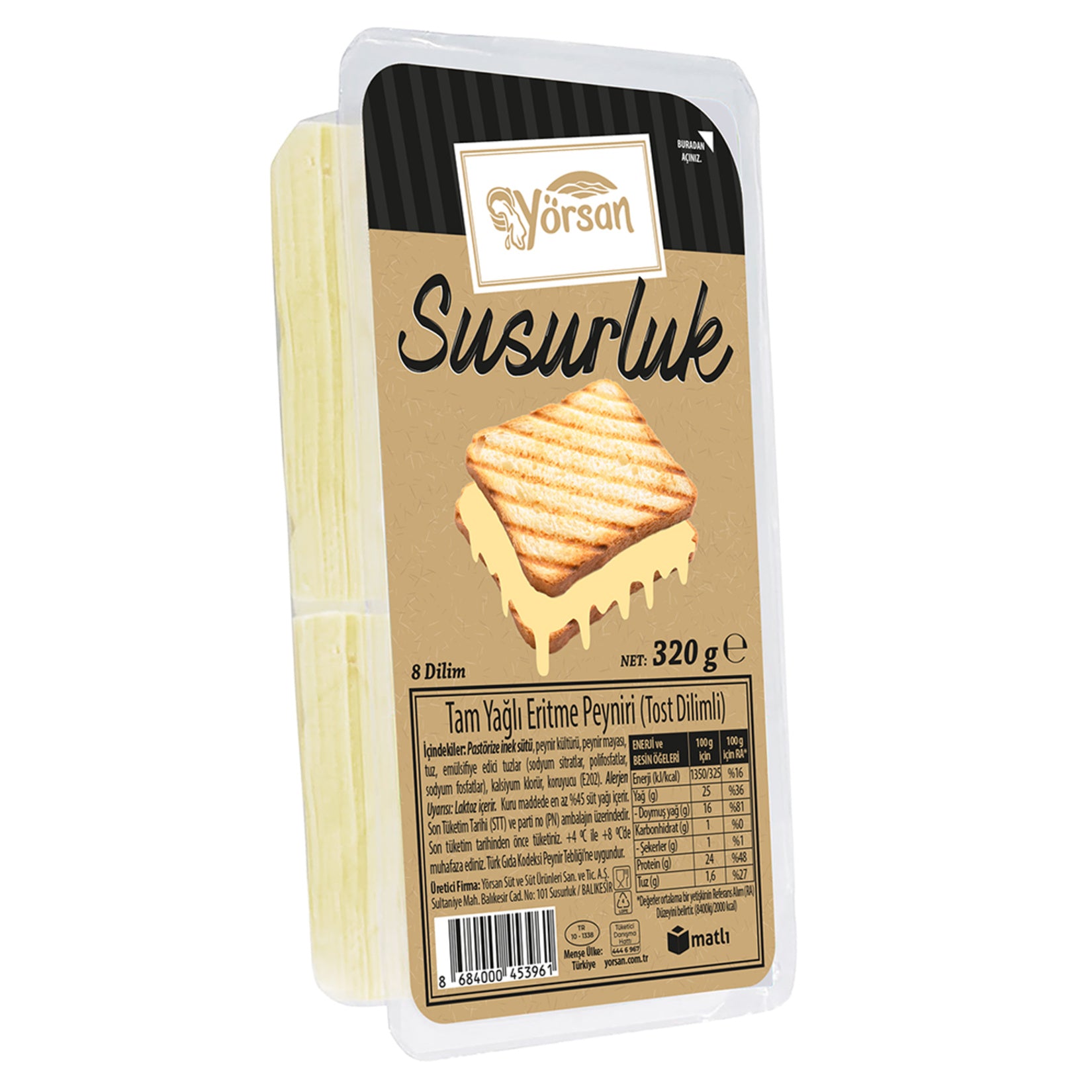 Yorsan Susurluk Tam Yagli Sliced Melting Cheese brings the rich, creamy taste of traditional Susurluk-style kasar cheese from Türkiye straight to your kitchen.