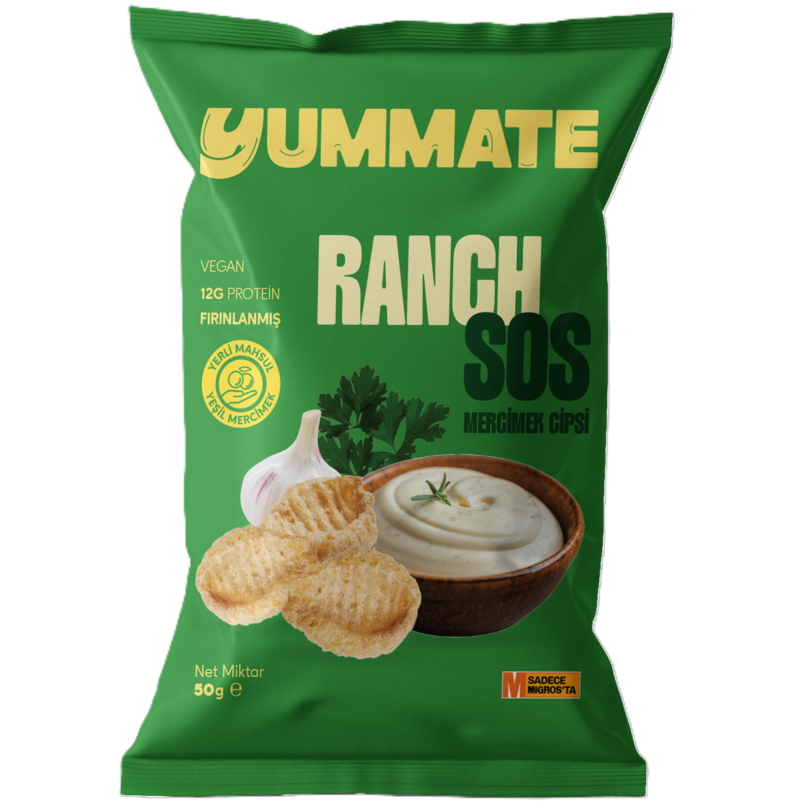 Yummate Ranch Flavored Lentil Chips bring a bold, creamy ranch taste to a better-for-you snack made from lentils and plant-based protein.