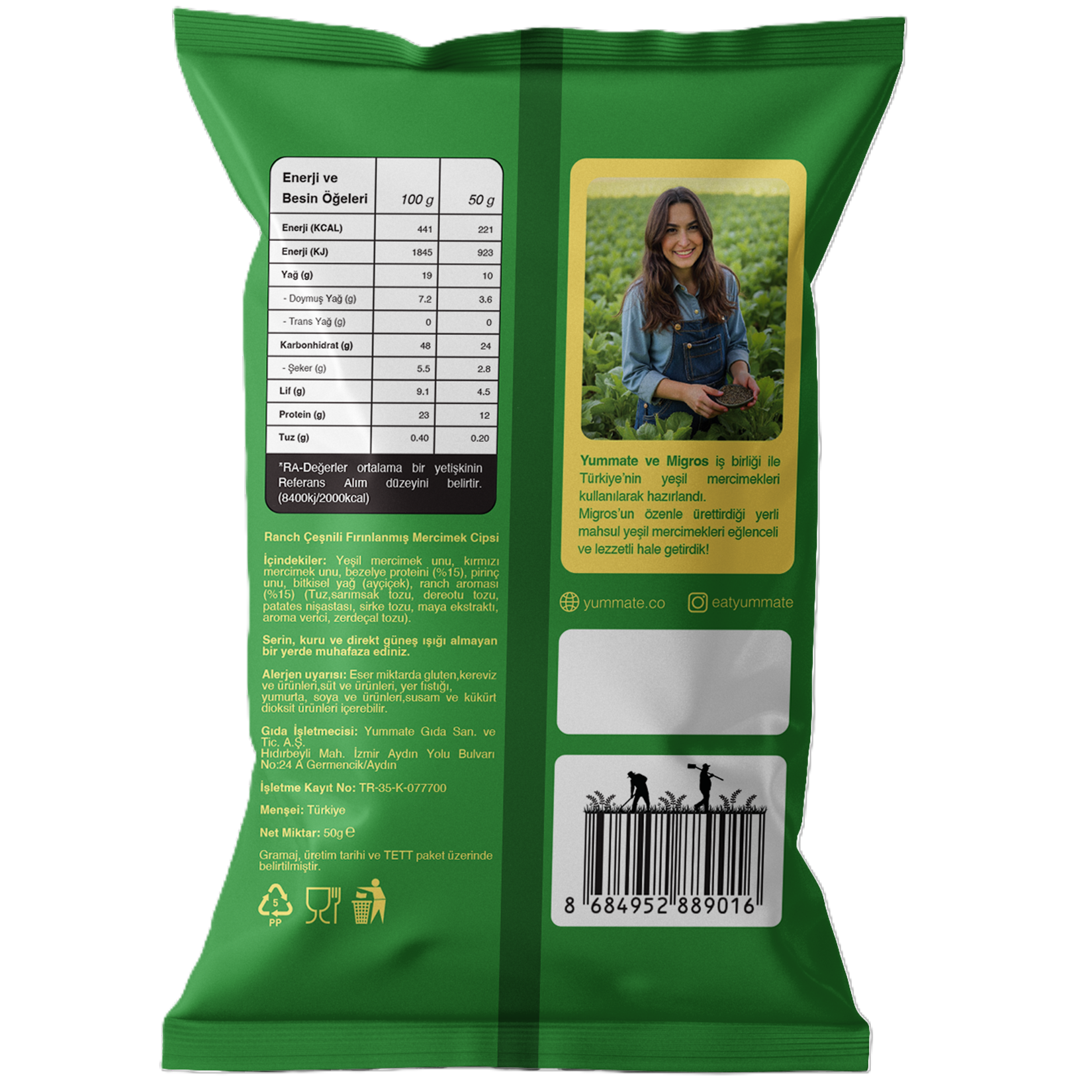 Yummate Ranch Flavored Lentil Chips bring a bold, creamy ranch taste to a better-for-you snack made from lentils and plant-based protein.