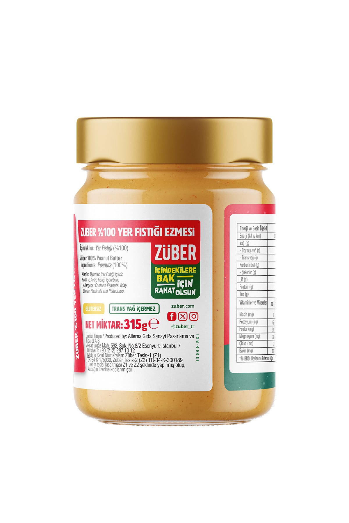 Zuber 100% Peanut Butter Winter Special Edition 11.1 oz (315 g)
