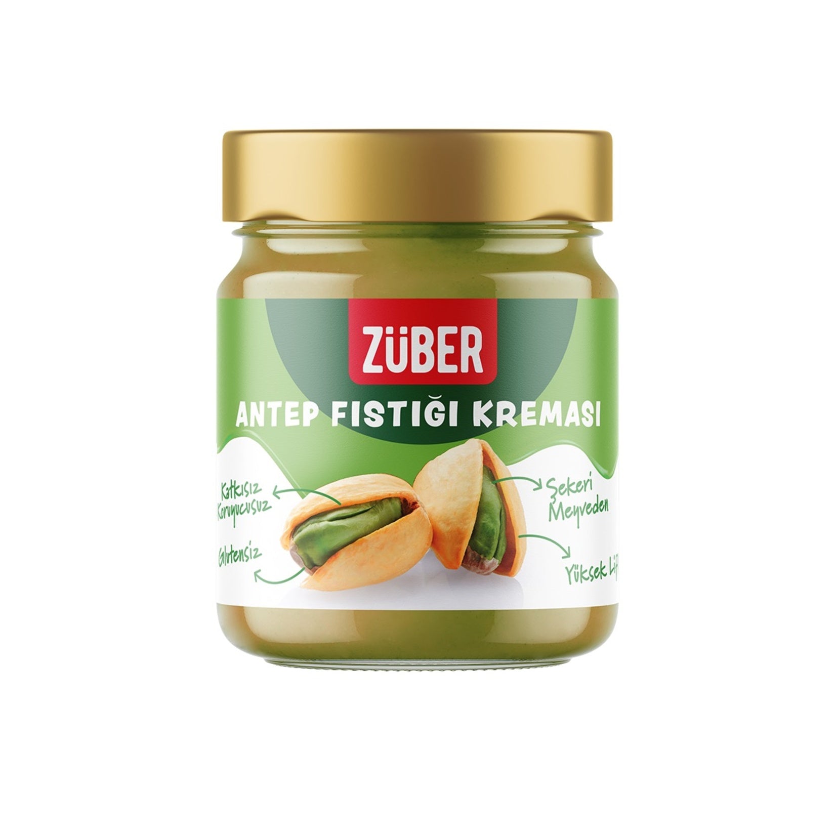 Züber Antep Fıstığı Kreması is a rich and naturally sweet pistachio spread made with 31% Antep pistachios for a deep, nutty flavor.