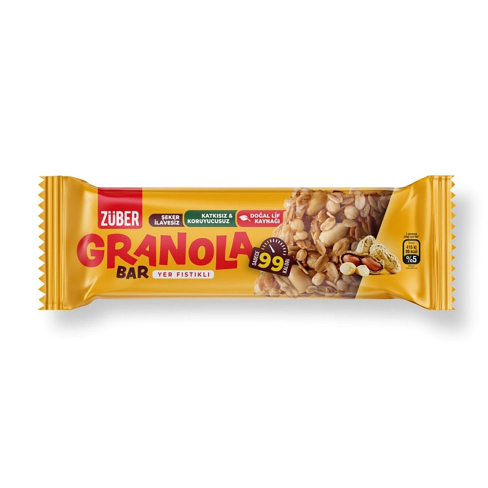 Zuber Granola Bar Peanut is a wholesome and delicious snack made with 15% real peanuts, oat flakes, 
