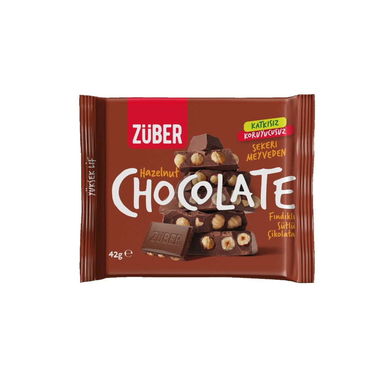 Meet a smarter take on chocolate: Züber Hazelnut Milk Chocolate made with 25% hazelnuts and a rich cocoa profile.