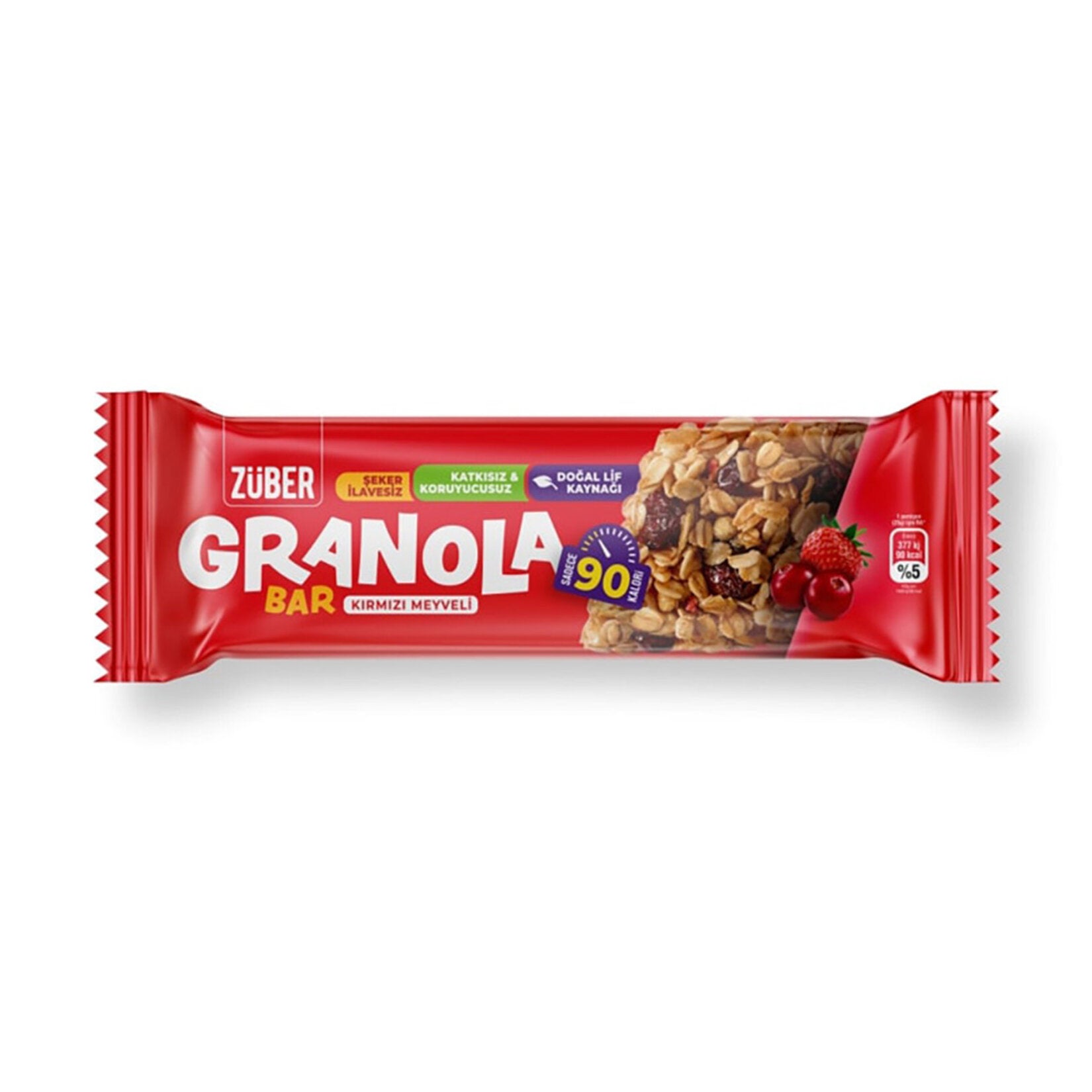 Enjoy a naturally delicious snack with the Zuber Red Granola Bar, made with wholesome oats, real fru