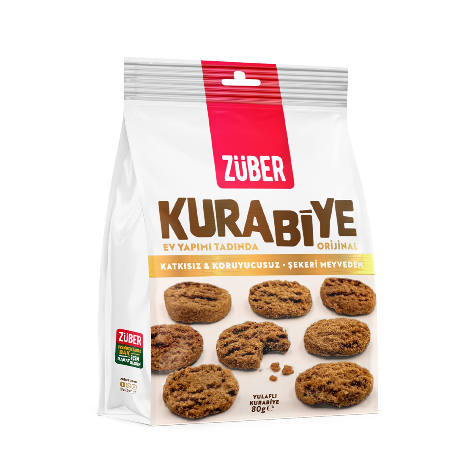 Enjoy a smarter snack with Züber Yulafli Oat Cookie, made with 56% whole oat flour and naturally sweetened with apple juice concentrate.