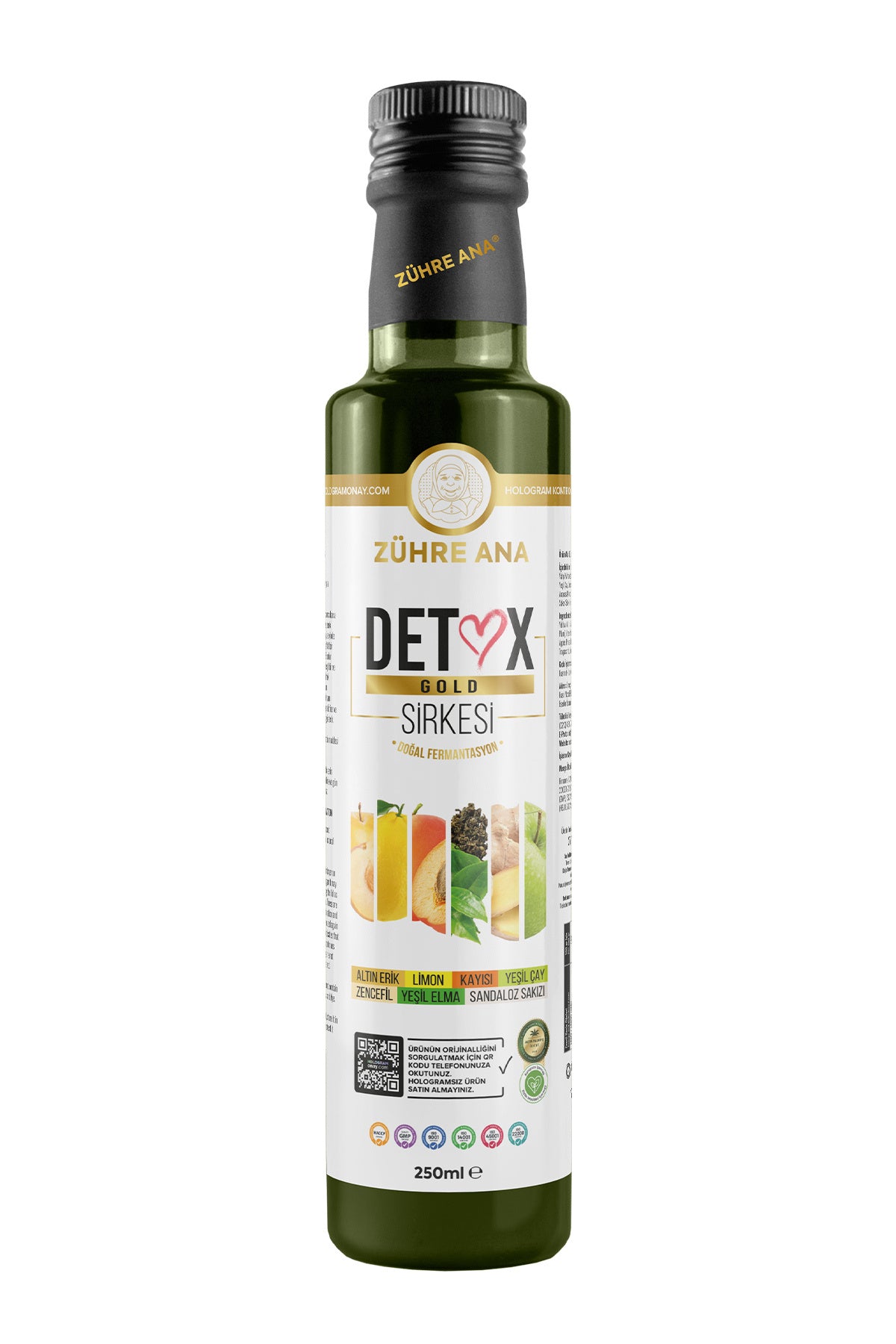 Zühre Ana Detox Gold Vinegar is traditionally crafted through natural fermentation, combining a rich blend of fruits, botanicals, and herbal vinegars.