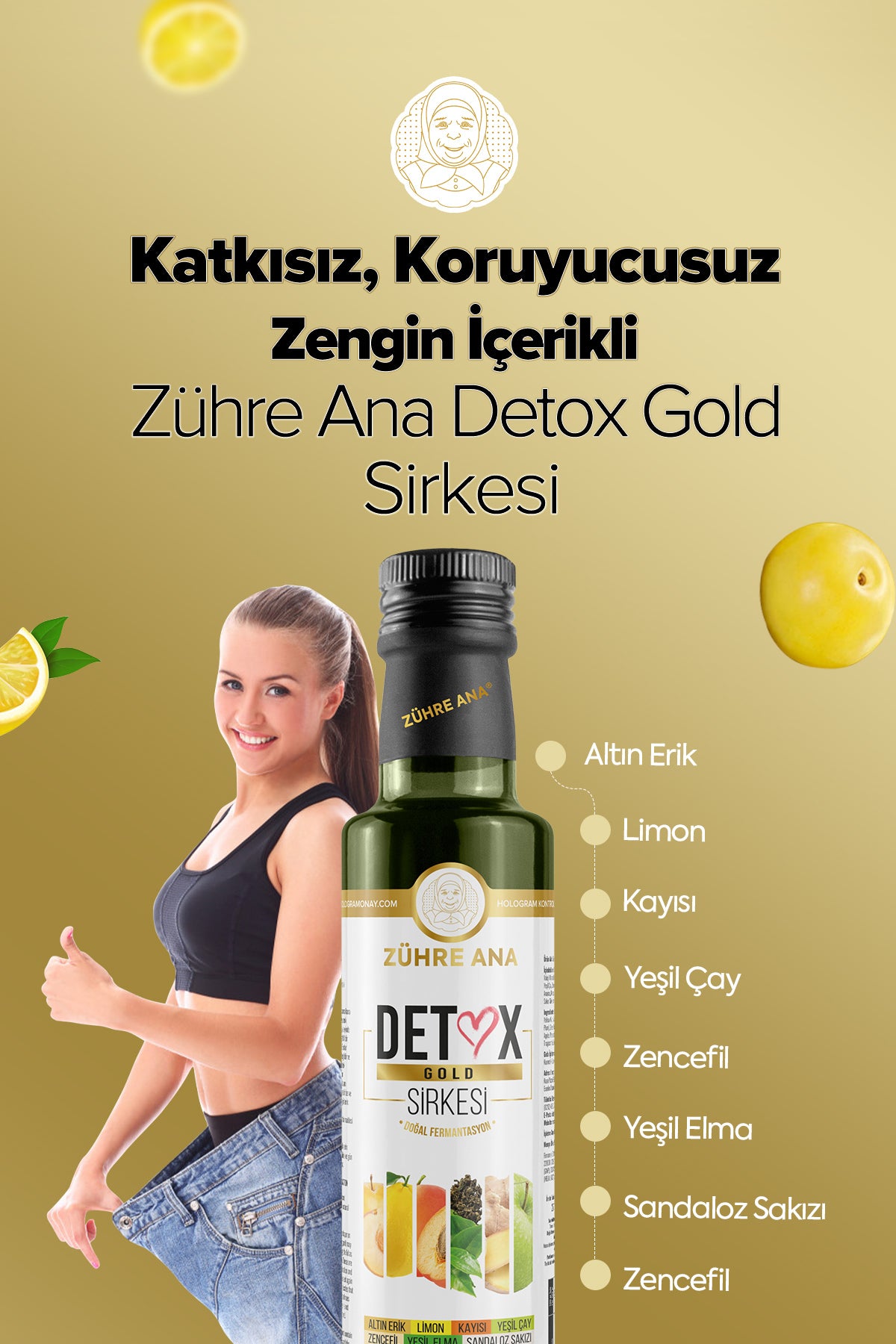 Zühre Ana Detox Gold Vinegar is traditionally crafted through natural fermentation, combining a rich blend of fruits, botanicals, and herbal vinegars.