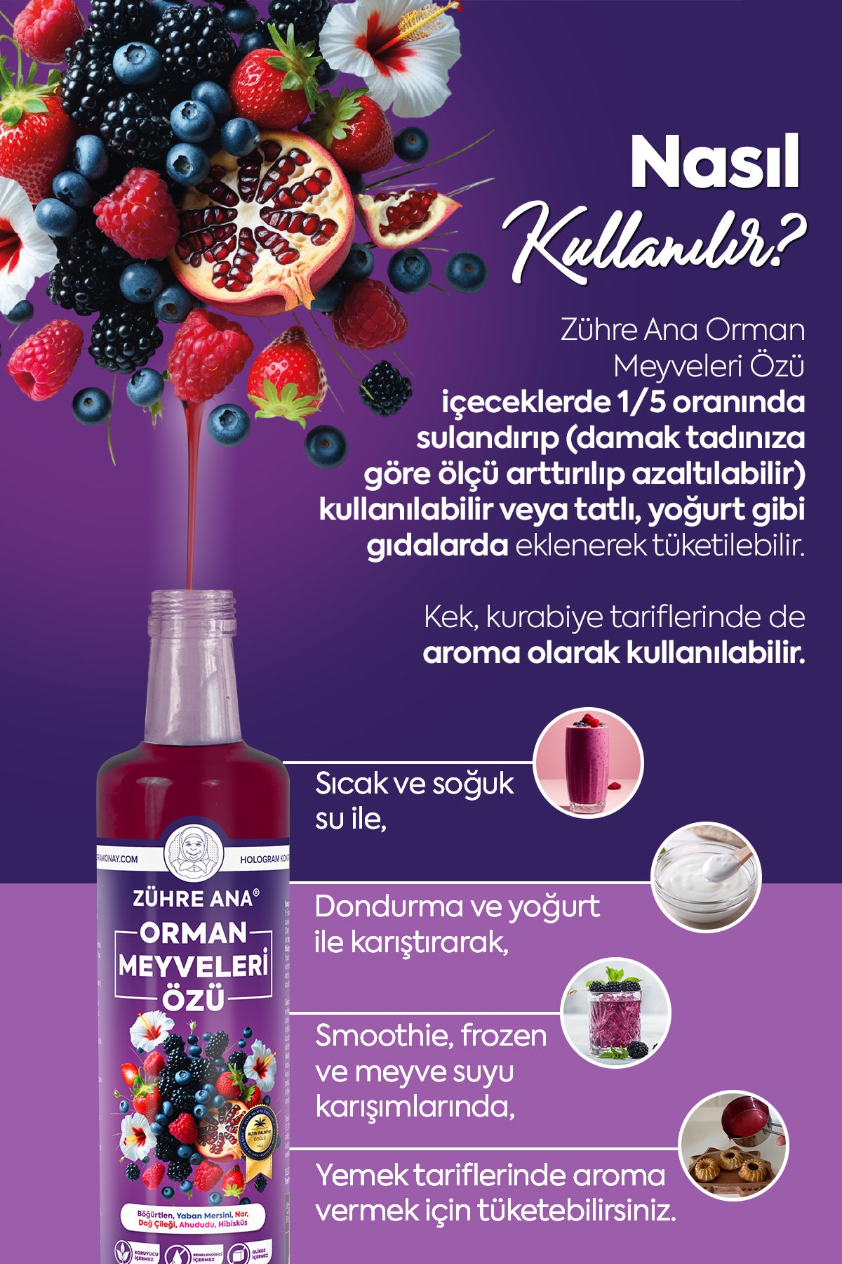 Zühre Ana Forest Fruit Concentrate is a rich and flavorful forest fruit concentrate made from 100% natural fruits carefully harvested and traditionally boiled to preserve their intense aroma.