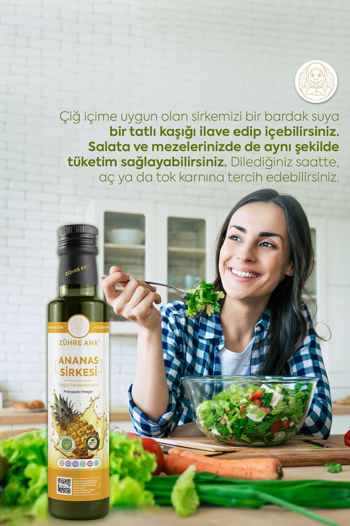 Zühre Ana Natural Fermented Pineapple Vinegar is crafted in Türkiye using traditional natural fermentation methods.