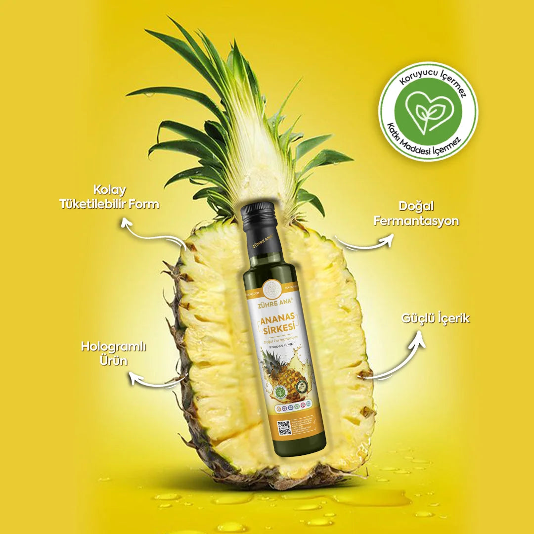Zühre Ana Natural Fermented Pineapple Vinegar is crafted in Türkiye using traditional natural fermentation methods.