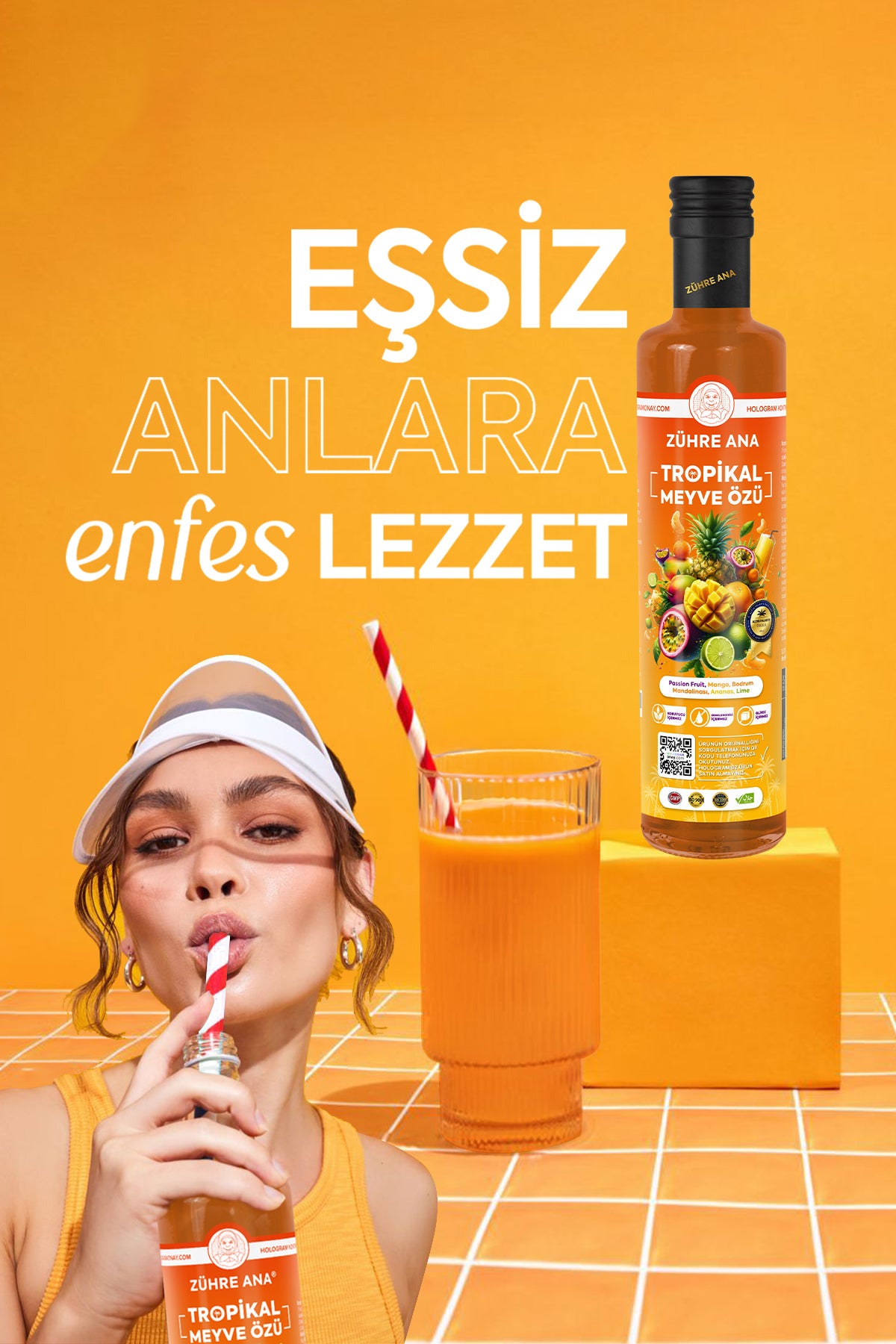 Zühre Ana Tropical Fruit Extract brings together the vibrant taste of passion fruit, mango, Bodrum mandarin, pineapple, and lime in one naturally flavorful blend.