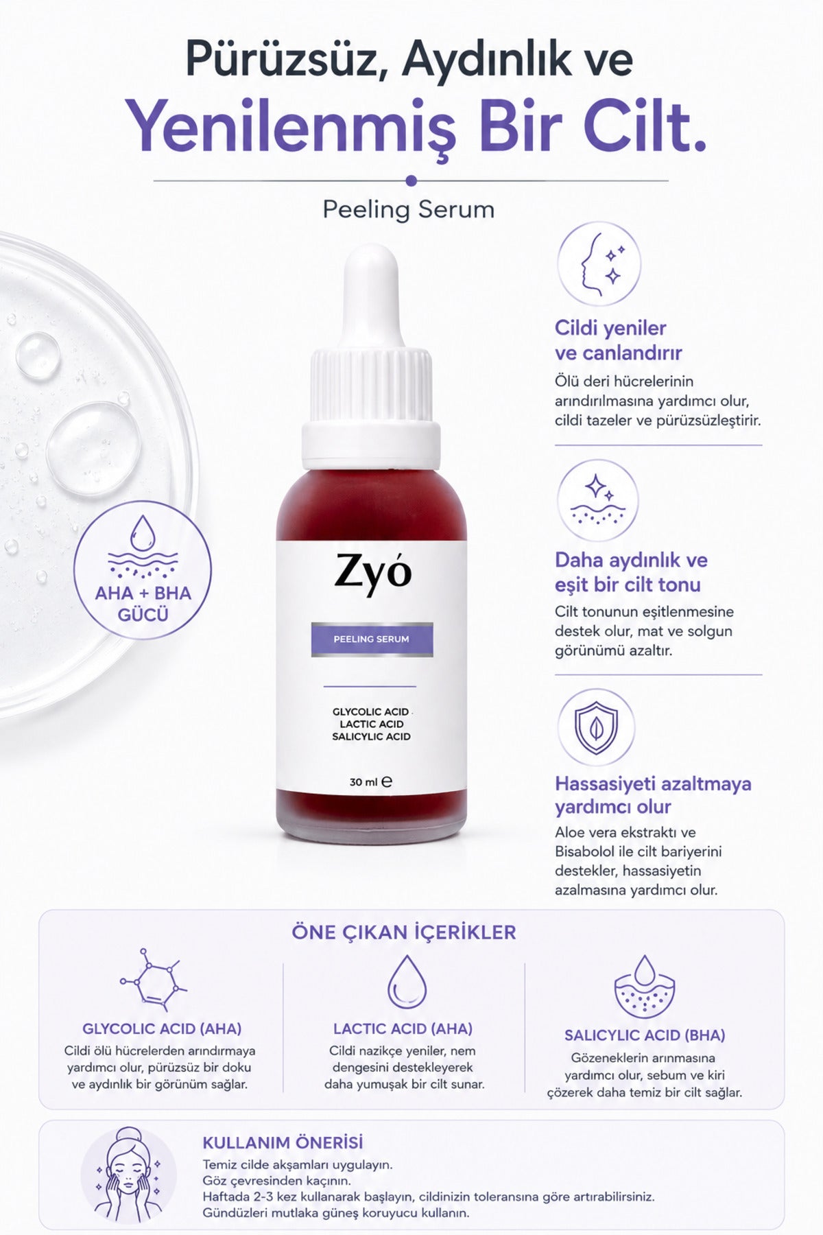 Zyo AHA 10% + BHA 2% Red Peeling Serum is a powerful weekly exfoliating treatment designed to refine skin texture, even out tone, and reduce the appearance of pores and blackheads.