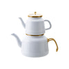 Emsan Troy Induction Based Enameled Teapot Set White (Emaye Çaydanlık)