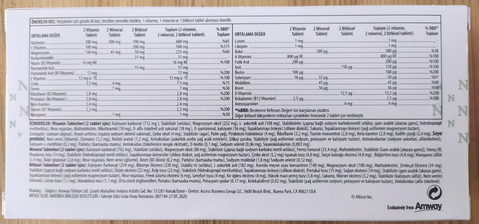 Amway Nutriway Nutrilite Double X Standart Pack 186 tablet (with case)