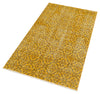 Authentic Hand Woven Floral Pattern Yellow Vintage Carpet