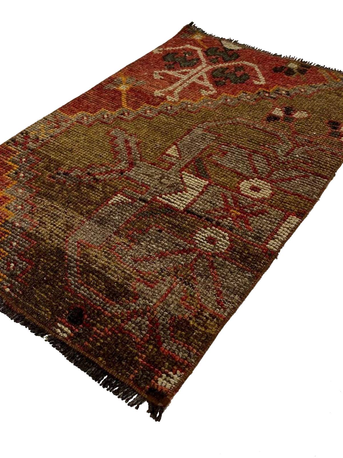 Authentic Turkish Boho Patterned Hand Woven Vintage Rug