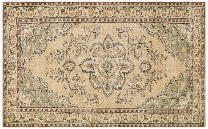 Authentic Turkish Floral Patterned Vintage Hand Woven Carpet
