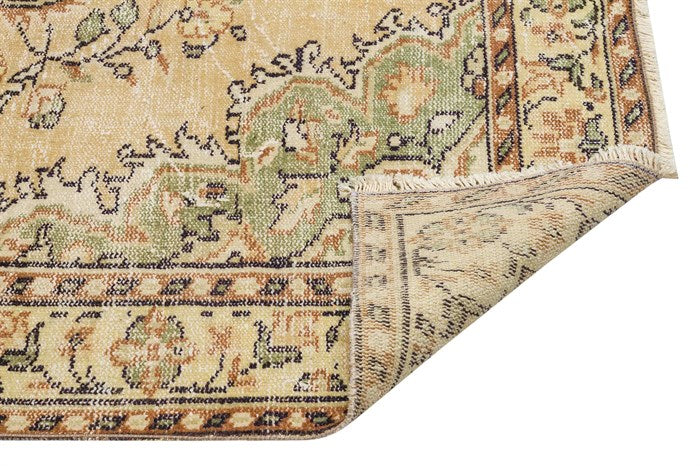 Authentic Turkish Floral Patterned Vintage Hand Woven Carpet