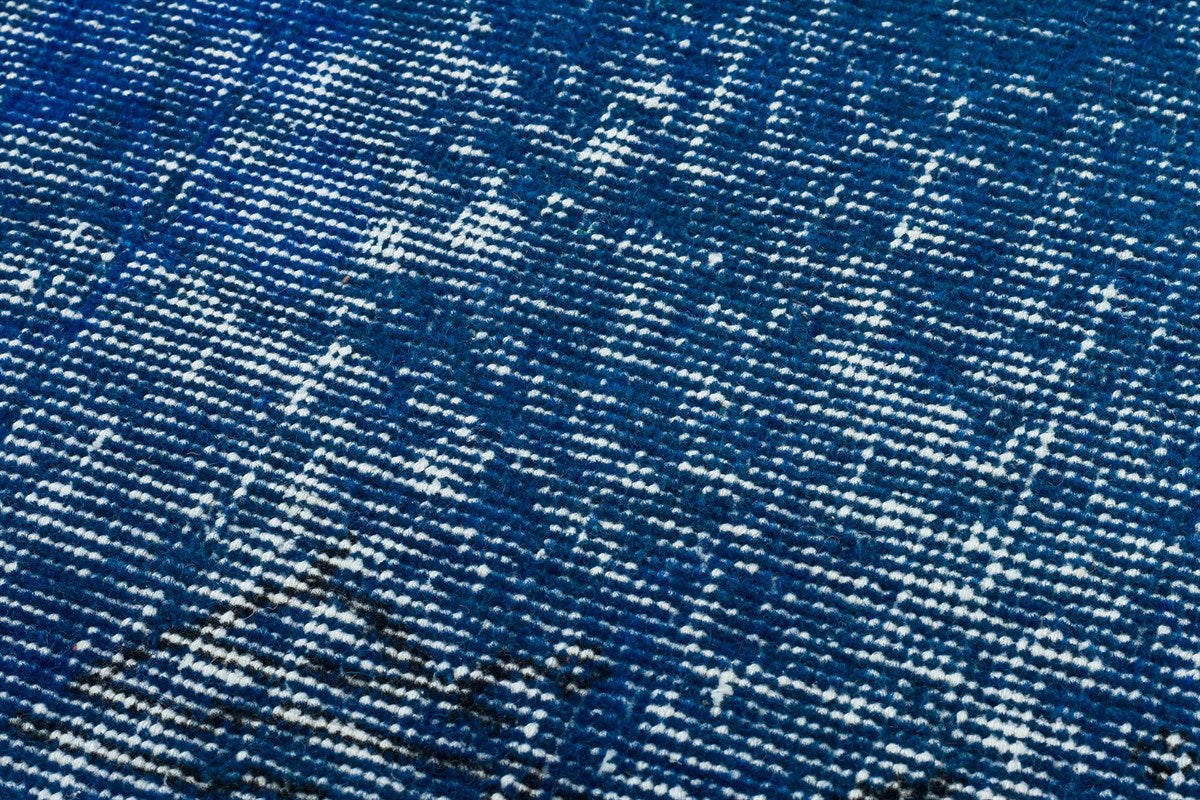 Authentic Turkish Hand Woven Blue Vintage Carpet