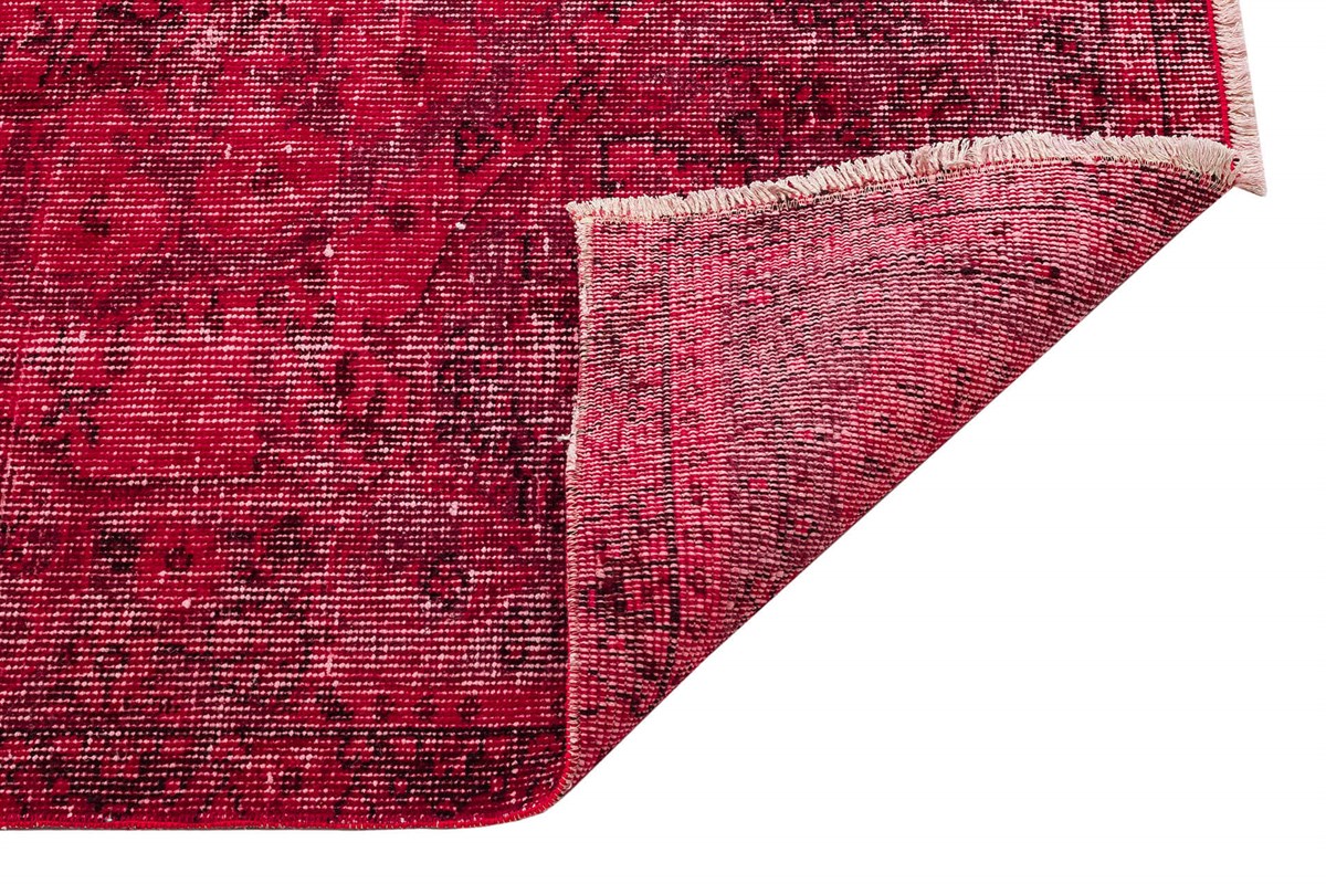 Authentic Turkish Hand Woven Red Vintage Carpet