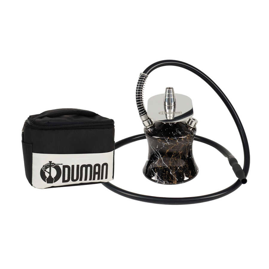 ODUMAN N2 Travel Black Stainless Steel Hookah Shisha with Travel Bag