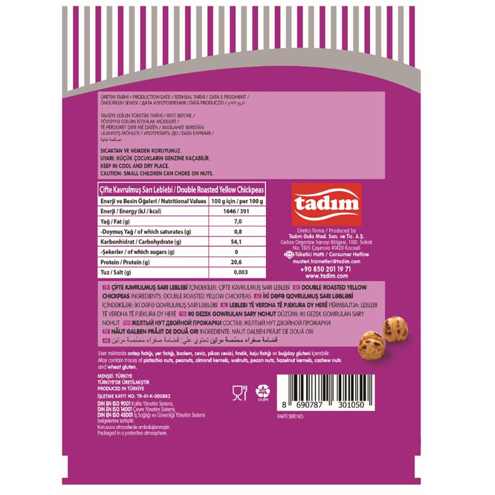 Tadim Double Roasted Yellow Chickpeas 180 grams Producer Information