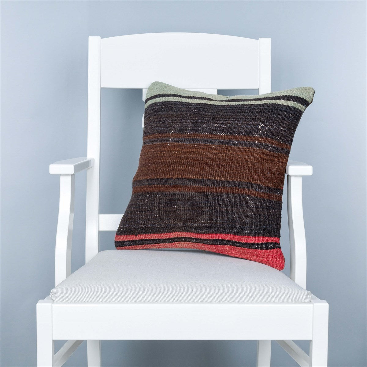 Turkish Black Brown Solid Vintage Hand Woven Cushion Cover