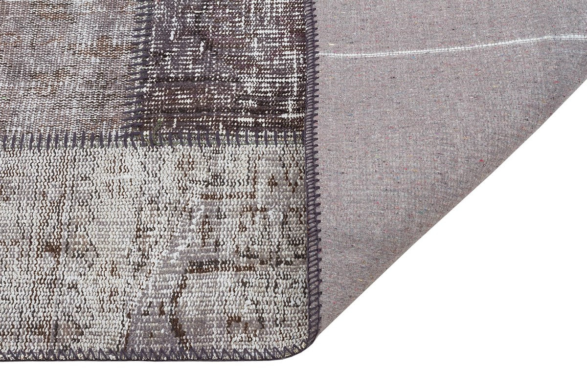 Turkish Hand Woven Gray Color Patchwork Carpet