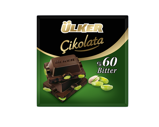 Ülker Chocolate Bitter Square with Pistachio (Fıstıklı Kare Çikolata) 65 G