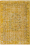 Vintage Yellow Color Hand Woven Carpet Authentic Turkish Carpet