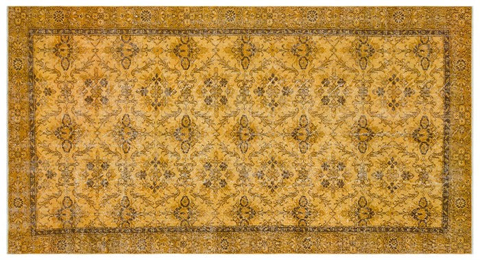 Vintage Yellow Handwoven Old Carpet, Turkish Rug, Bohemian Style Rug